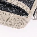 CHANEL Camelia Shoulder Bag Leather White Black CC Auth 200364SAM-18