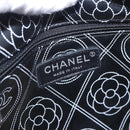 CHANEL Camelia Shoulder Bag Leather White Black CC Auth 200364SAM-19