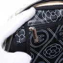 CHANEL Camelia Shoulder Bag Leather White Black CC Auth 200364SAM-24
