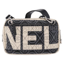 CHANEL Camelia Shoulder Bag Leather White Black CC Auth 200364SAM-2