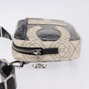CHANEL Camelia Shoulder Bag Leather White Black CC Auth 200364SAM-4