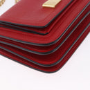Salvatore Ferragamo Chain Shoulder Bag Leather Red Gold Tone Auth 200367A-14