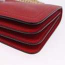 Salvatore Ferragamo Chain Shoulder Bag Leather Red Gold Tone Auth 200367A-17