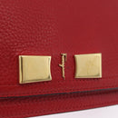 Salvatore Ferragamo Chain Shoulder Bag Leather Red Gold Tone Auth 200367A-18