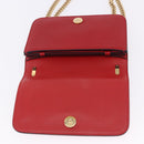 Salvatore Ferragamo Chain Shoulder Bag Leather Red Gold Tone Auth 200367A-9