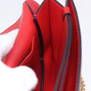 Salvatore Ferragamo Chain Shoulder Bag Leather Red Gold Tone Auth 200367A-23
