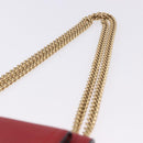 Salvatore Ferragamo Chain Shoulder Bag Leather Red Gold Tone Auth 200367A-8