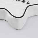 CHANEL Star Shaped Matelasse Chain Shoulder Bag Satin White Black Auth 200368SM-10
