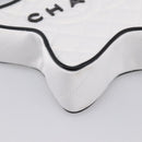 CHANEL Star Shaped Matelasse Chain Shoulder Bag Satin White Black Auth 200368SM-11
