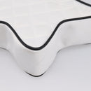 CHANEL Star Shaped Matelasse Chain Shoulder Bag Satin White Black Auth 200368SM-12