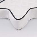 CHANEL Star Shaped Matelasse Chain Shoulder Bag Satin White Black Auth 200368SM-13