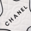 CHANEL Star Shaped Matelasse Chain Shoulder Bag Satin White Black Auth 200368SM-14