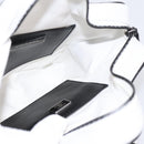 CHANEL Star Shaped Matelasse Chain Shoulder Bag Satin White Black Auth 200368SM-18