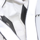 CHANEL Star Shaped Matelasse Chain Shoulder Bag Satin White Black Auth 200368SM-19