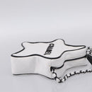 CHANEL Star Shaped Matelasse Chain Shoulder Bag Satin White Black Auth 200368SM-5