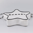 CHANEL Star Shaped Matelasse Chain Shoulder Bag Satin White Black Auth 200368SM-9