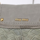Miu Miu Shoulder Bag Suede Gray Gold Tone Auth 200371A-9
