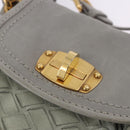Miu Miu Shoulder Bag Suede Gray Gold Tone Auth 200371A-18
