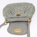 Miu Miu Shoulder Bag Suede Gray Gold Tone Auth 200371A-10