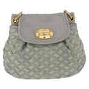 Miu Miu Shoulder Bag Suede Gray Gold Tone Auth 200371A-13
