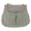 Miu Miu Shoulder Bag Suede Gray Gold Tone Auth 200371A-2