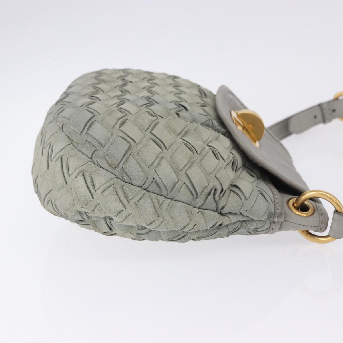 Miu Miu Shoulder Bag Suede Gray Gold Tone Auth 200371A | Brand