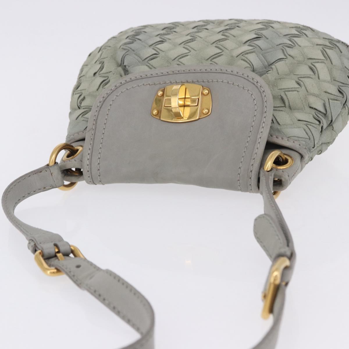 Miu Miu Shoulder Bag Suede Gray Gold Tone Auth 200371A | Brand