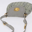 Miu Miu Shoulder Bag Suede Gray Gold Tone Auth 200371A-6