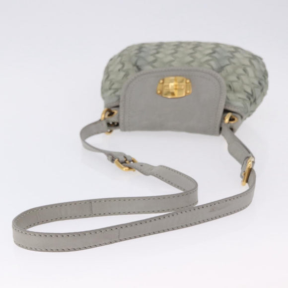 Miu Miu Shoulder Bag Suede Gray Gold Tone Auth 200371A