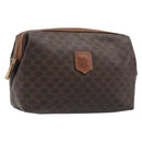 CELINE Macadam Clutch Bag PVC Leather Brown Gold Tone Auth 200374-1