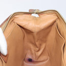 CELINE Macadam Clutch Bag PVC Leather Brown Gold Tone Auth 200374-19