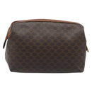 CELINE Macadam Clutch Bag PVC Leather Brown Gold Tone Auth 200374-2