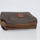 CELINE Macadam Clutch Bag PVC Leather Brown Gold Tone Auth 200374-5