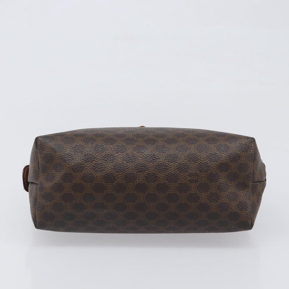 CELINE Macadam Clutch Bag PVC Leather Brown Gold Tone Auth 200374