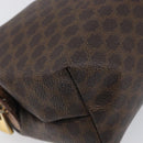 CELINE Macadam Clutch Bag PVC Leather Brown Gold Tone Auth 200374-14