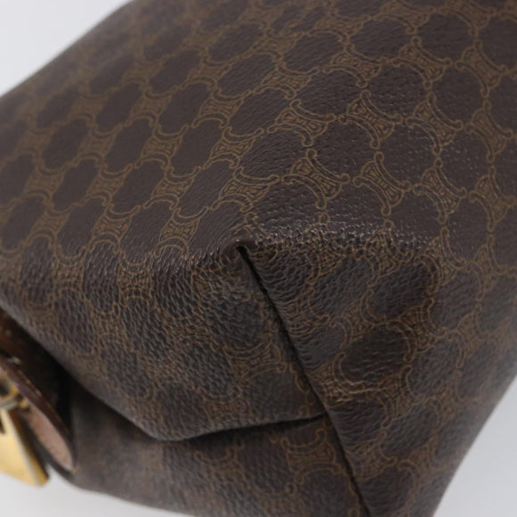 CELINE Macadam Clutch Bag PVC Leather Brown Gold Tone Auth 200374