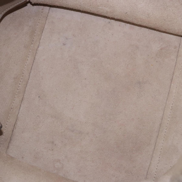 CELINE Big Bag Hand Bag Leather 2way Beige Silver Auth 200379V
