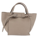 CELINE Big Bag Hand Bag Leather 2way Beige Silver Auth 200379V-2