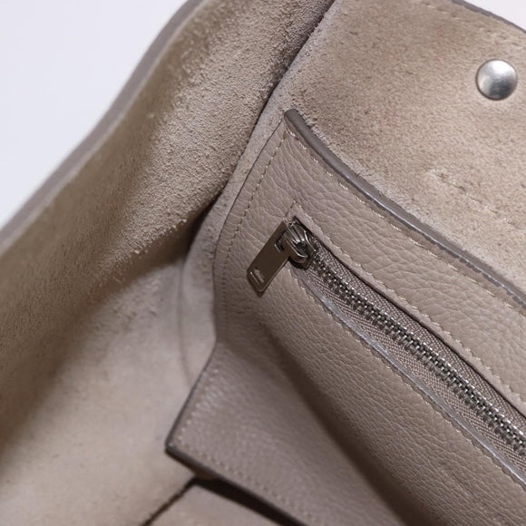 CELINE Big Bag Hand Bag Leather 2way Beige Silver Auth 200379V