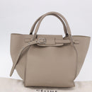 CELINE Big Bag Hand Bag Leather 2way Beige Silver Auth 200379V-25