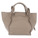 CELINE Big Bag Hand Bag Leather 2way Beige Silver Auth 200379V-3