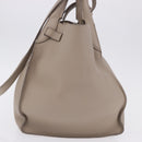 CELINE Big Bag Hand Bag Leather 2way Beige Silver Auth 200379V-4