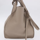 CELINE Big Bag Hand Bag Leather 2way Beige Silver Auth 200379V-5