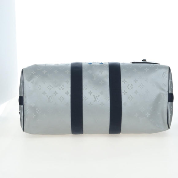 LOUIS VUITTON Satellite Keepall Bandouliere 50 Bag Silver M44170 LV Auth 200382V