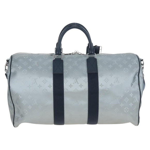 LOUIS VUITTON Satellite Keepall Bandouliere 50 Bag Silver M44170 LV Auth 200382V