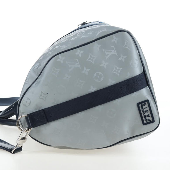 LOUIS VUITTON Satellite Keepall Bandouliere 50 Bag Silver M44170 LV Auth 200382V
