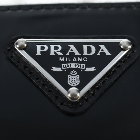 PRADA Chain Shoulder Pouch Leather Black Silver Auth 200384V