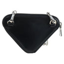 PRADA Chain Shoulder Pouch Leather Black Silver Auth 200384V-2