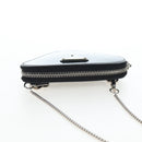 PRADA Chain Shoulder Pouch Leather Black Silver Auth 200384V-6