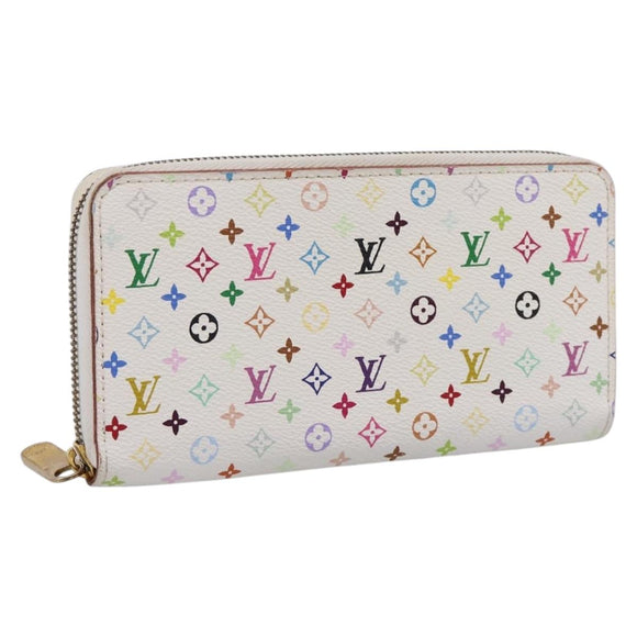 LOUIS VUITTON Monogram Multicolor Zippy Wallet White M60241 LV Auth 200392